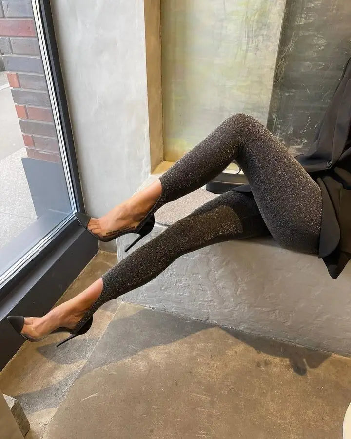 Elastic Shiny Silk Leggings Skinny Basic Stretch Pants Fashionable