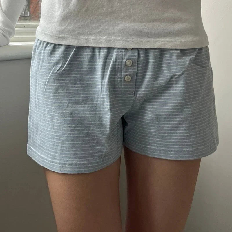 Womens Y2K Pajama Shorts Low Waist Striped Boxer Shorts Cute Lounge Floral Pj Shorts Bottoms Comfy Sleep Shorts Streetwear