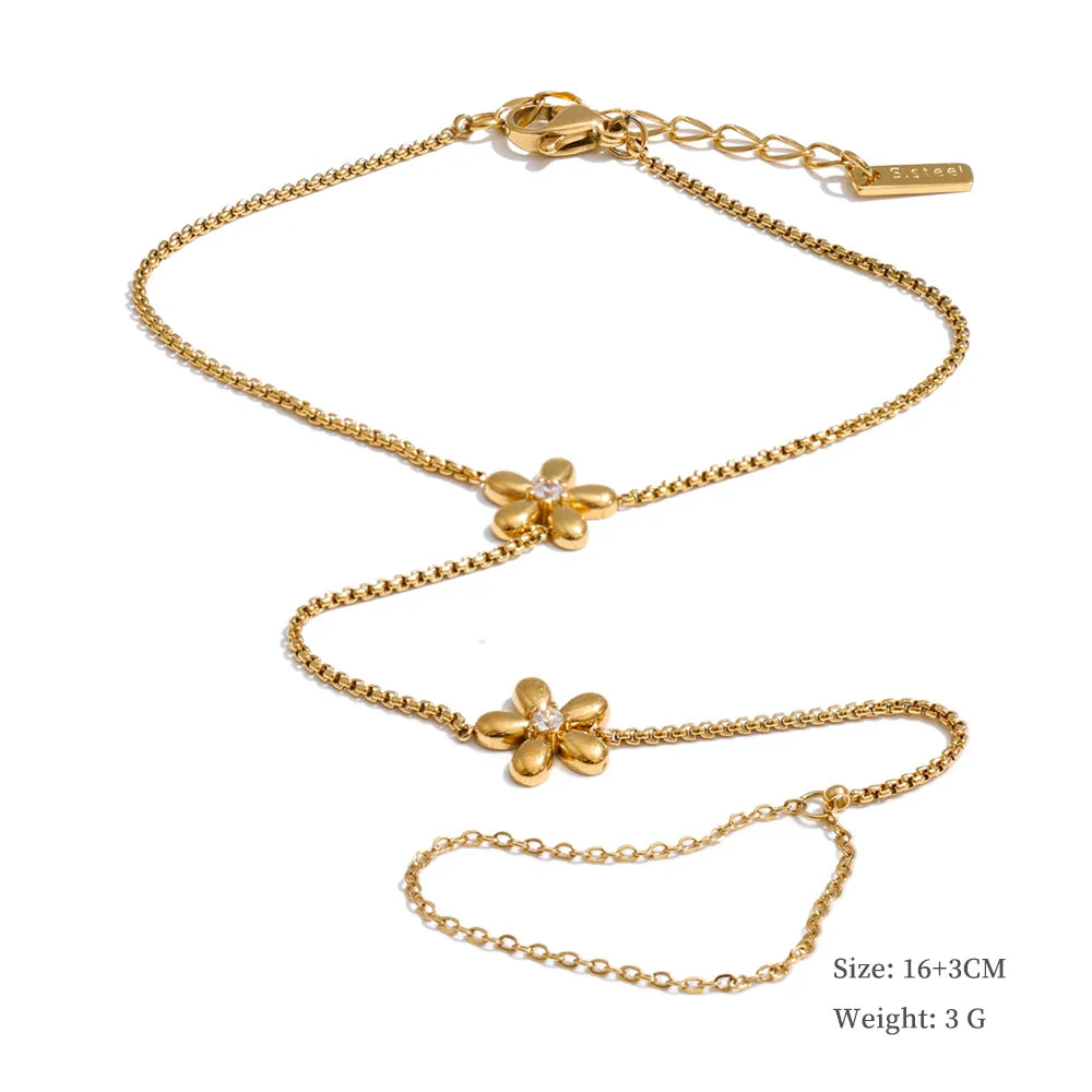 Yhpup Trendy Stainless Steel Zircon Beads Back of Hand Chain Finger Bracelet Fashion Chic Sexy Jewelry Waterproof Wholesale Gift