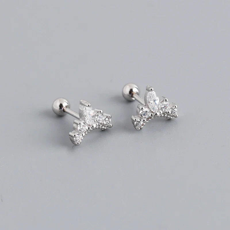WANTME 925 Sterling Silver Fashion Korean Petal Screw Bead Stud Earrings for Women Charm Ear Bone Piercing Jewelry Accessories