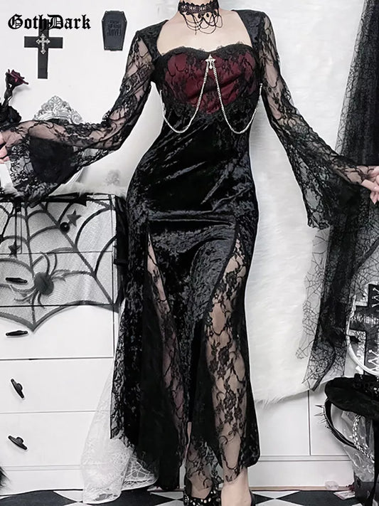 Formal attire Dresses: Women Evening Dresses Grunge Aesthetic Velvet Midi Dress