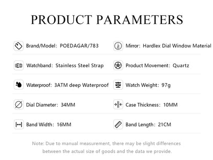 POEDAGAR Luxury Elegant Watch For Woman Waterproof Stainless Steel Quartz Women's Watches Simple High Quality Ladies Wristwatch