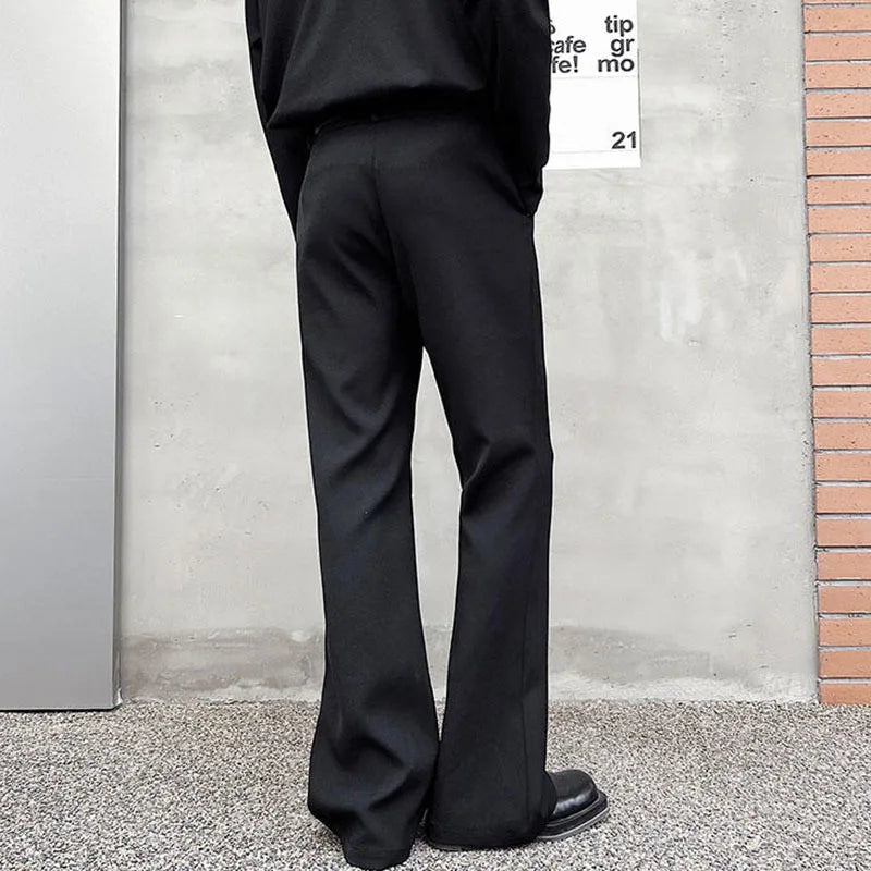 Trendy Male Suit Summer Pocket Minimalism Casual Solid Color Men Flare Trouser