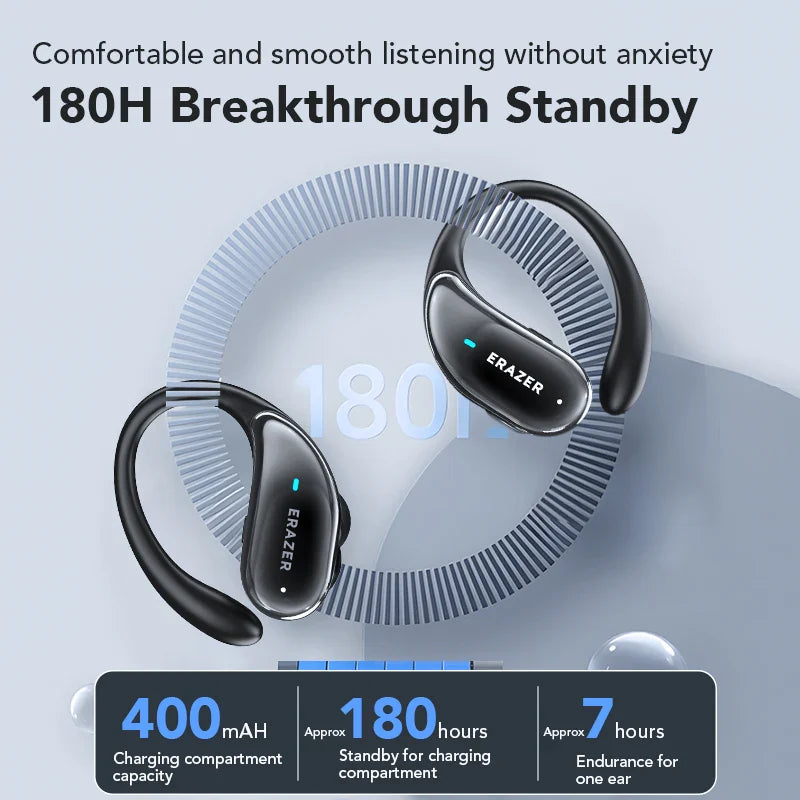 ERAZER XT80 Sports Wireless Headphones with Mics, Button Control, LED Power Display,Hifi Stereo Sound