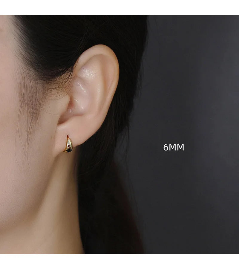 TrustDavis Real 925 Sterling Silve Fashion Inside Diameter 6 7 8 9 10mm Hoop Earrings For Women Men Personality Jewelry DG0132
