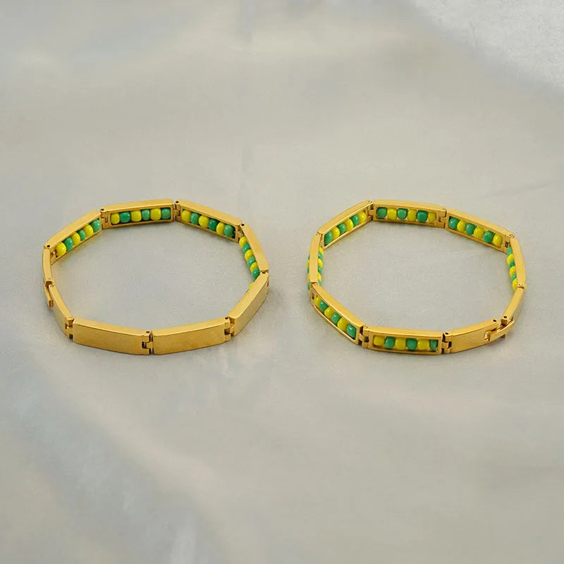 High Quality Titanium Steel Beaded Hand Bracelet Waterproof Bracelet Stainless Steel Jewelry Woman 2024 Bijoux Aciee Inoxydable