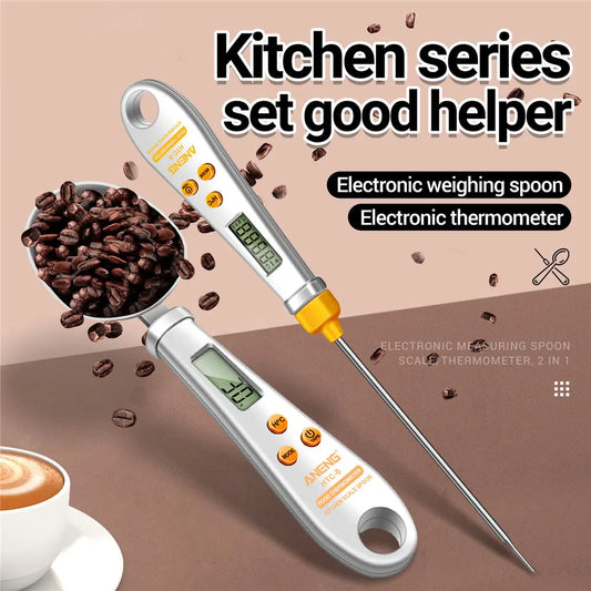 2 in 1 Electronic Kitchen Scale LCD Digital Measuring Food Flour Digital Spoon Coffee Scale