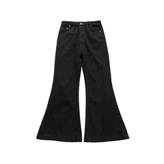 Y2K RO Style Wide Leg Black Vintage Jeans Flare Pants Men's Harajuku Solid Streetwear