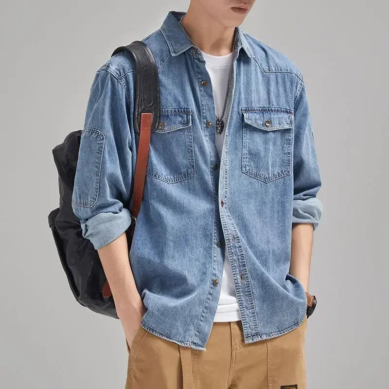 Denim Jackets Man Autumn Shirt Jeans Coat for Men