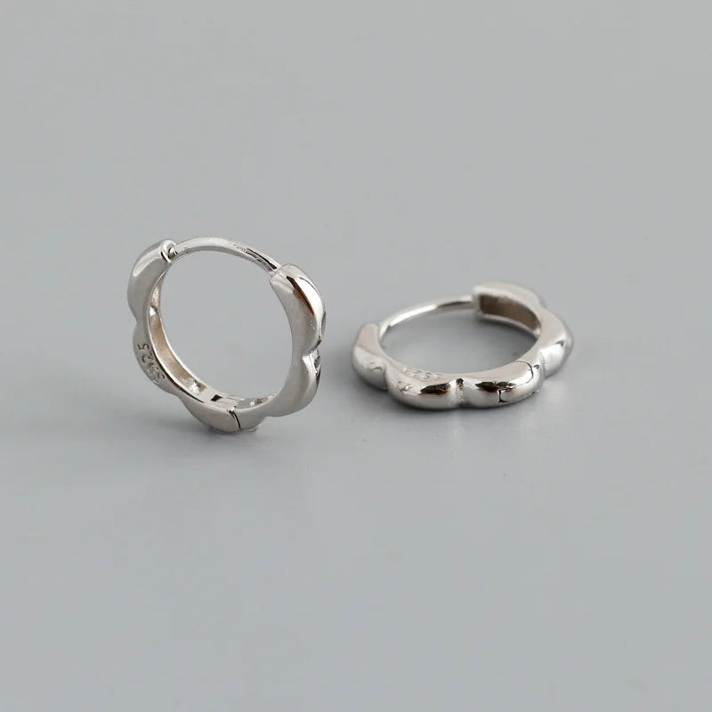 WANTME 925 Sterling Silver Simple European Plum Circle Hoop Earrings For Women Fashion Charms Huggies Party Jewelry Accessories
