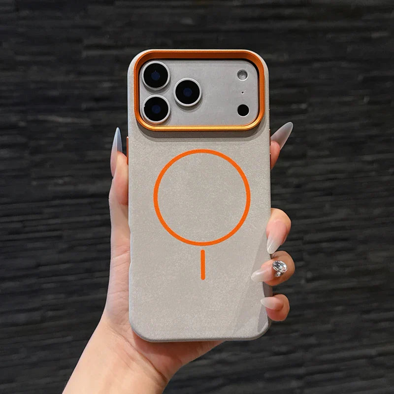 For iPhone 17 Pro Max 17 Air Case Magnetic Elephant Skin Pattern Ultra-thin Metal Lens Protection Wireless Charging Cover