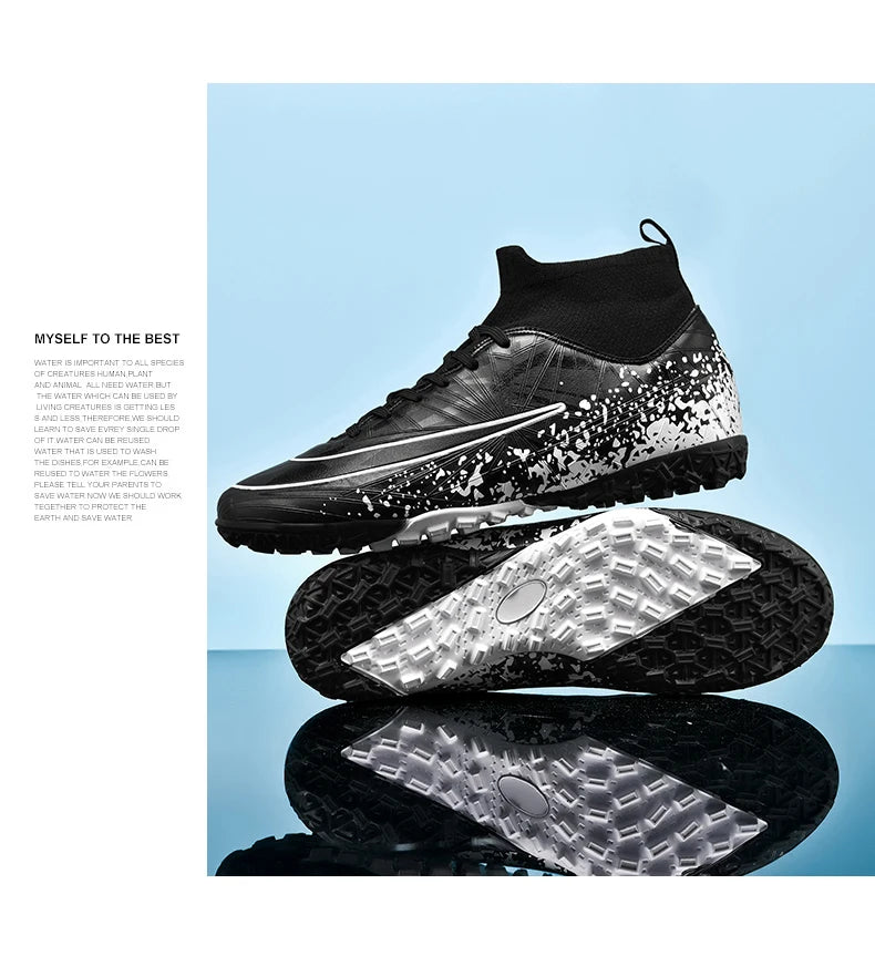 Men Soccer Shoes TF/FG High Ankle Training Cleats Professional Football Boots