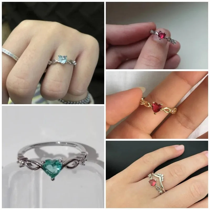 Heart Ring For Women Female Cute Finger Rings Romantic Birthday Gift