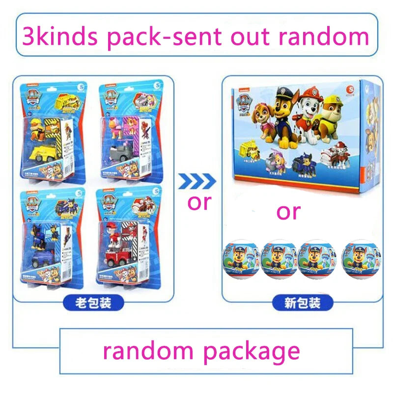100% Original Paw Patrol 4PCS Vehicle Chase Skye Marshall Pull Back Cars Playset Kids Action Figure Children Toys Birthday Gift