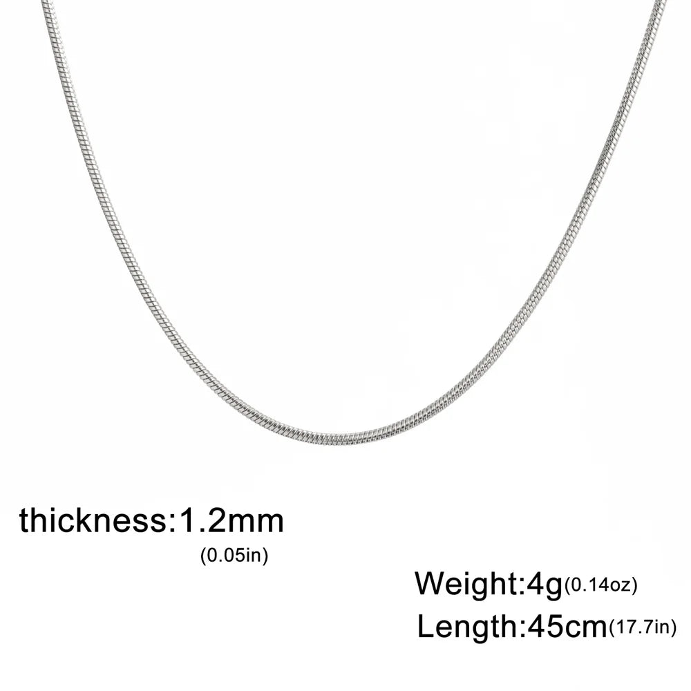 My Shape Round Snake Chain Necklace for Women Men Stainless Steel Link Chain 0.9mm 1.2mm 2mm Chains Choker Fashion Jewelry Gifts