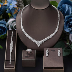 4 pieces of bride zirconia full set of women's party jewelry, luxury Dubai Nigeria