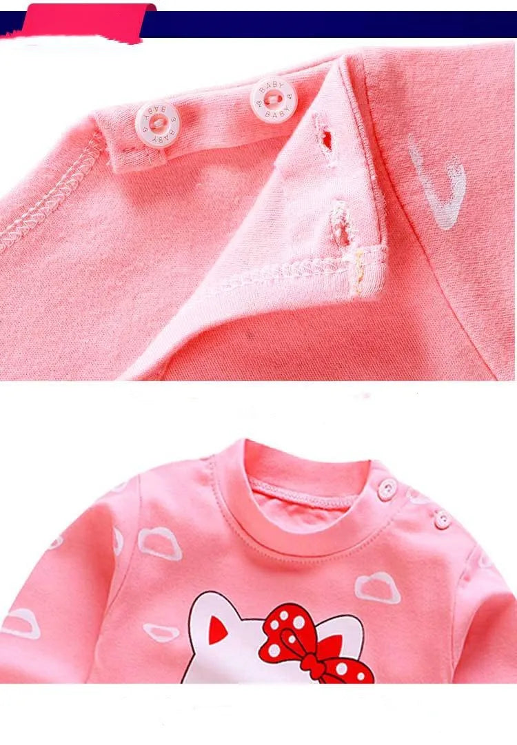 Cotton sports set Male baby spring printed T-shirt+trousers female baby casual solid color set 0-5 year old baby