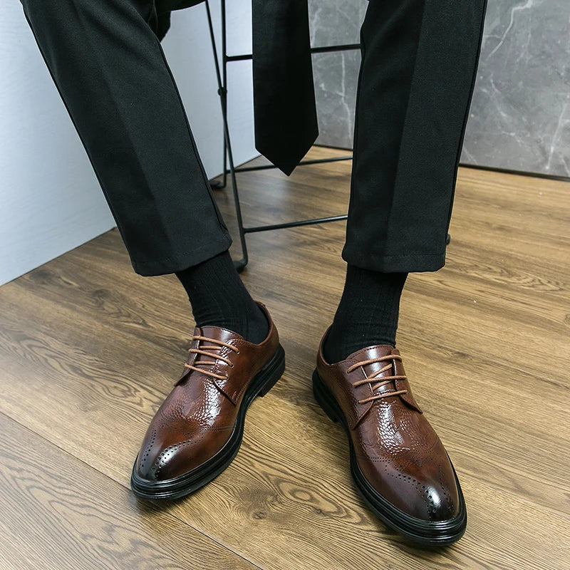 Golden Sapling Fashion Brogue Shoes Men Dress Office Flats Men's Formal Shoe Casual Business Oxfords Leisure Businessman Flat