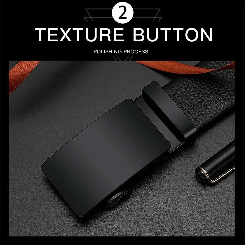 Business Men's Belt Metal Automatic Buckle Work Belt High Quality Men 120cm Leather Belt Business