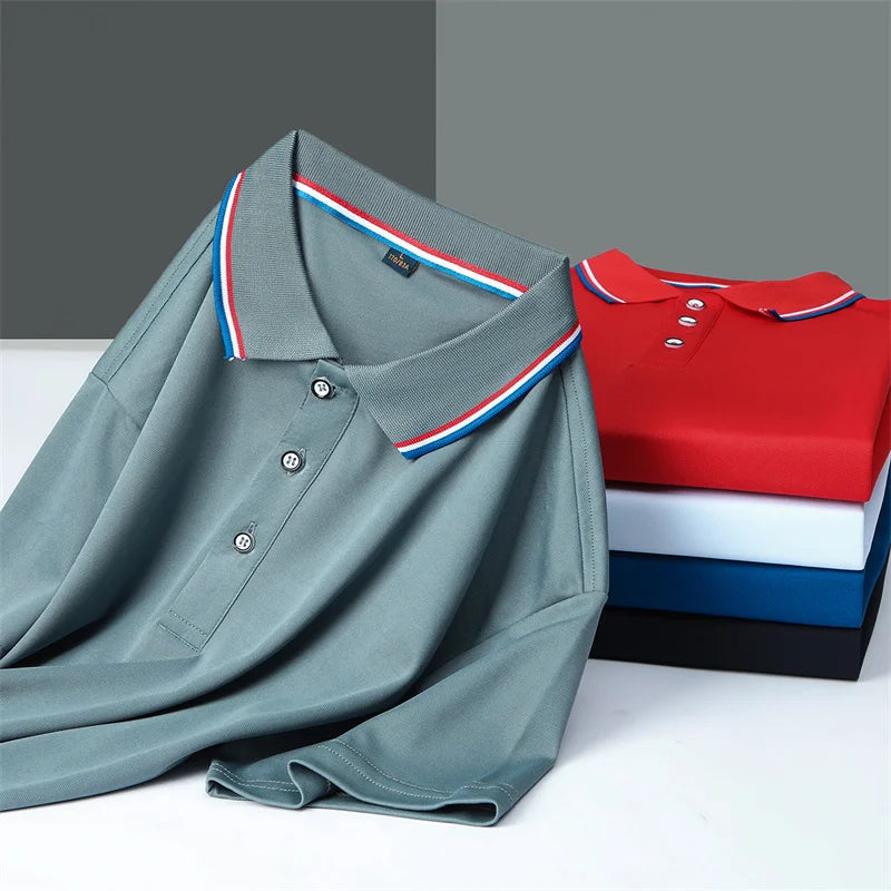 2025 New Men's Casual Solid Color Short Sleeved Polo Shirt Summer Fashionable and Comfortable Versatile Top