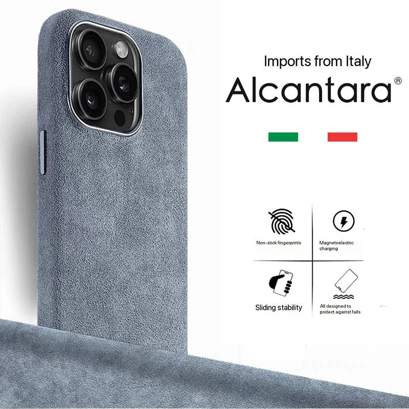 Real Alcantara Magsafe Case for iPhone 16 17 Pro Max 15 14 Luxury Magnetic Magnetic Supercar Interior Leather Magnet Phone Cape