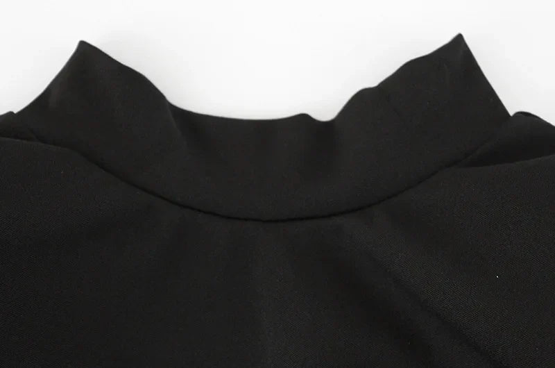 CNYISHE Patchwork Lace Hip Wrap Sheath High Collar Women Dresses Long Sleeve Sexy Club Fashion Bodycon Sheer Female Vestidos