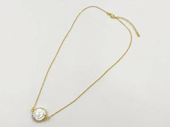 Amazing Elegant White Freshwater Pearl Coin Necklace In 18K Real Gold Plated