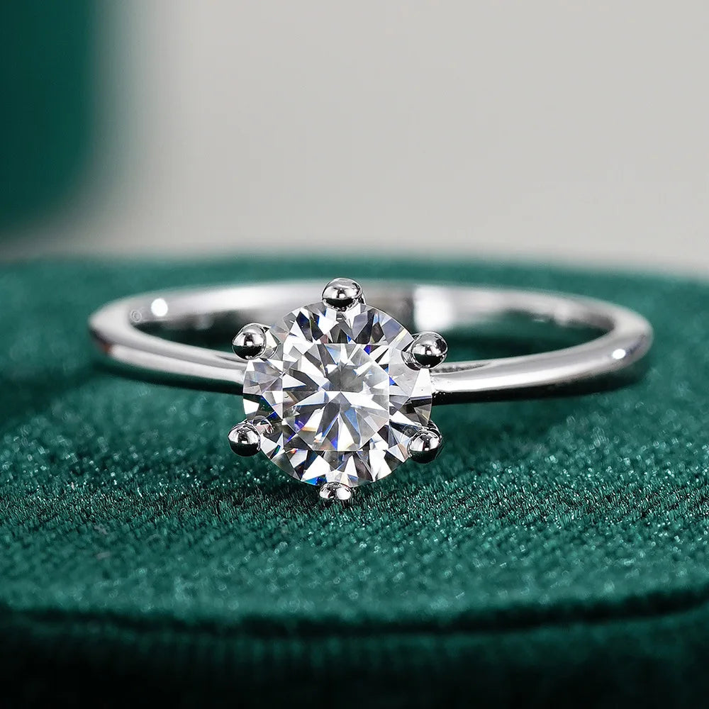 EWYA GRA Certified 0.5-10CT D Color Moissanite Solitaire Engagement Rings for Women Silver 925 Wedding Bridal Big Diamond Band