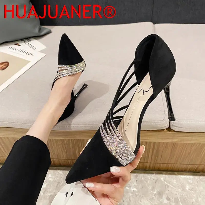 2023 Spring Luxury Women Rhineston Stiletto High Heels Pumps Scarpins Designer Lady Black Heels Wedding Party Bridal Prom Shoes