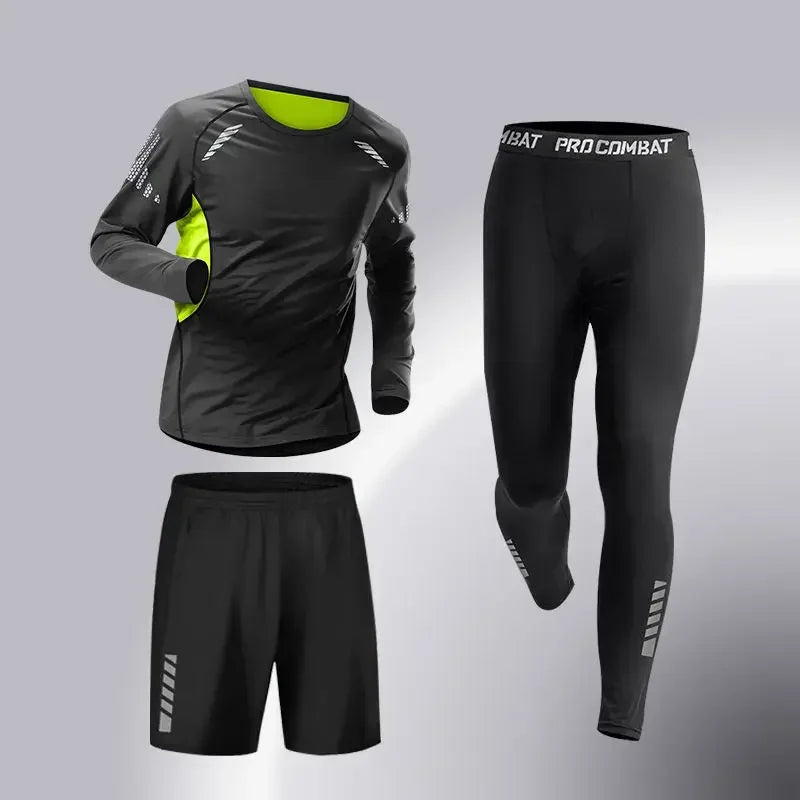 Ensemble de sport de compression pour homme, survêtement de course, fitness, jogging, vêtements d'entraînement, leggings à coupe