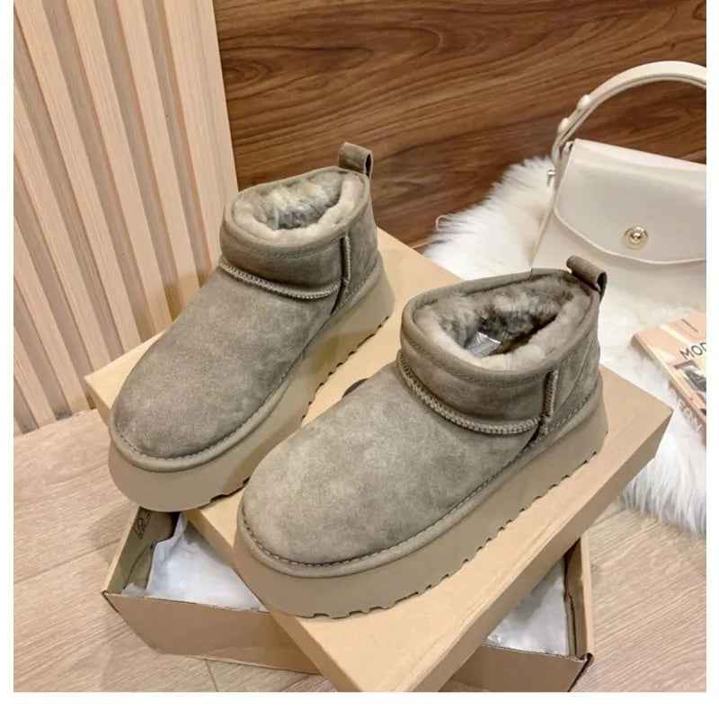 Sheepskin Wool Comprehensive Anti-skid Snow Boots Women's Mini Short Boots