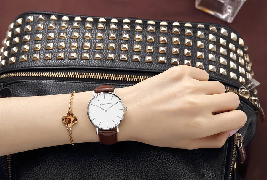 Hannah Martin Brand Japan Quartz Movement Women Fashion Watch Leather Strap Lady Wristwatches Waterproof Clock relogio feminino