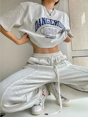 HOUZHOU Women Sweatpants Casual Joggers Harajuku Hip Hop Korean Fashion Y2k Female Wide Leg Sports Trousers Streetwear Loose