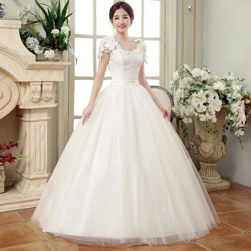 White Bridesmaid Dresses: Elegant Wedding Dresses Short Sleeves V-Neck Net