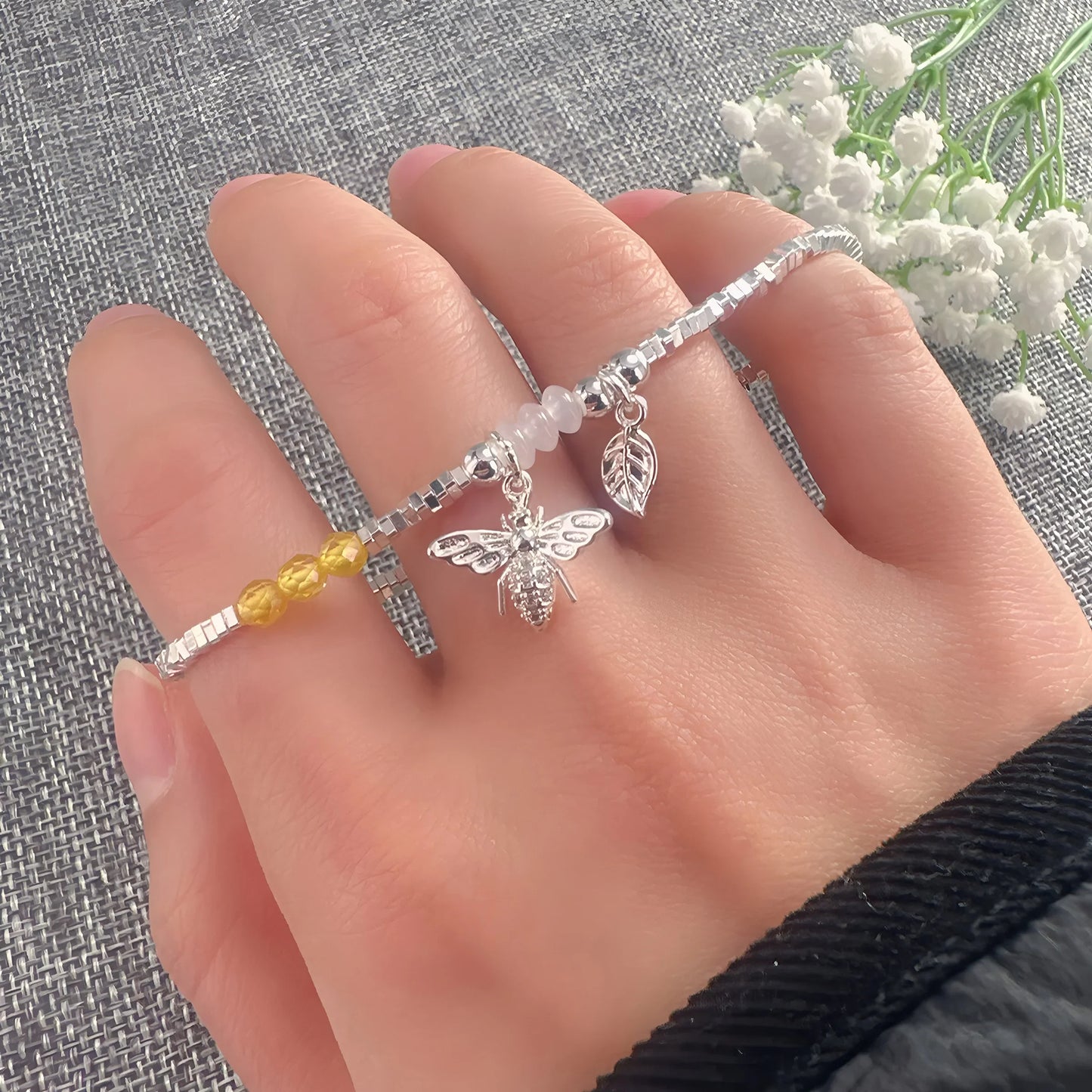 VENTFILLE 925 Sterling Silver Line Extremely fine Bracelet for Women Love Haert Bead Korean Ins Sweet Jewelry Gift Dropshipping