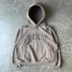 Hooded American retro zipper sweatshirt Gothic letter star print hoodie trendy men's casual