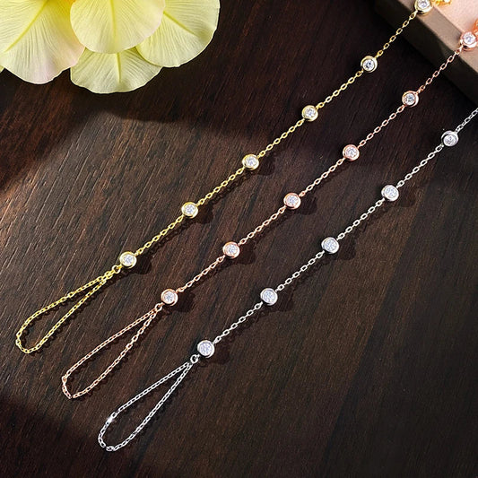 KNOBSPIN 3mm D Color Moissanite Bracelets for Women 14-21cm Adjustable Chain GRA Certified s925 Sterling Silver Bubble Bracelet