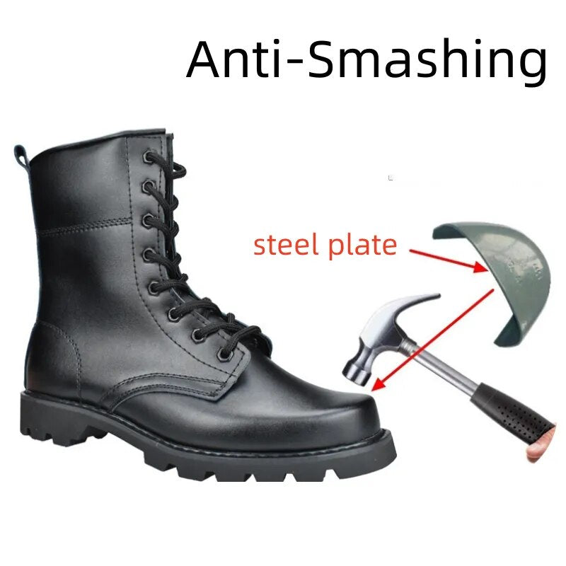 Men's Army Boot Military Special Force Tactical Boots Anti-Smash Steel Work Safety Shoes