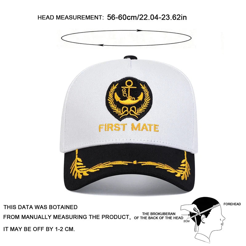 Unisex CAPTAIN/FIRST MATE Letter Embroidery Baseball Caps Spring and Autumn Outdoor Adjustable Casual Hats Sunscreen Hat