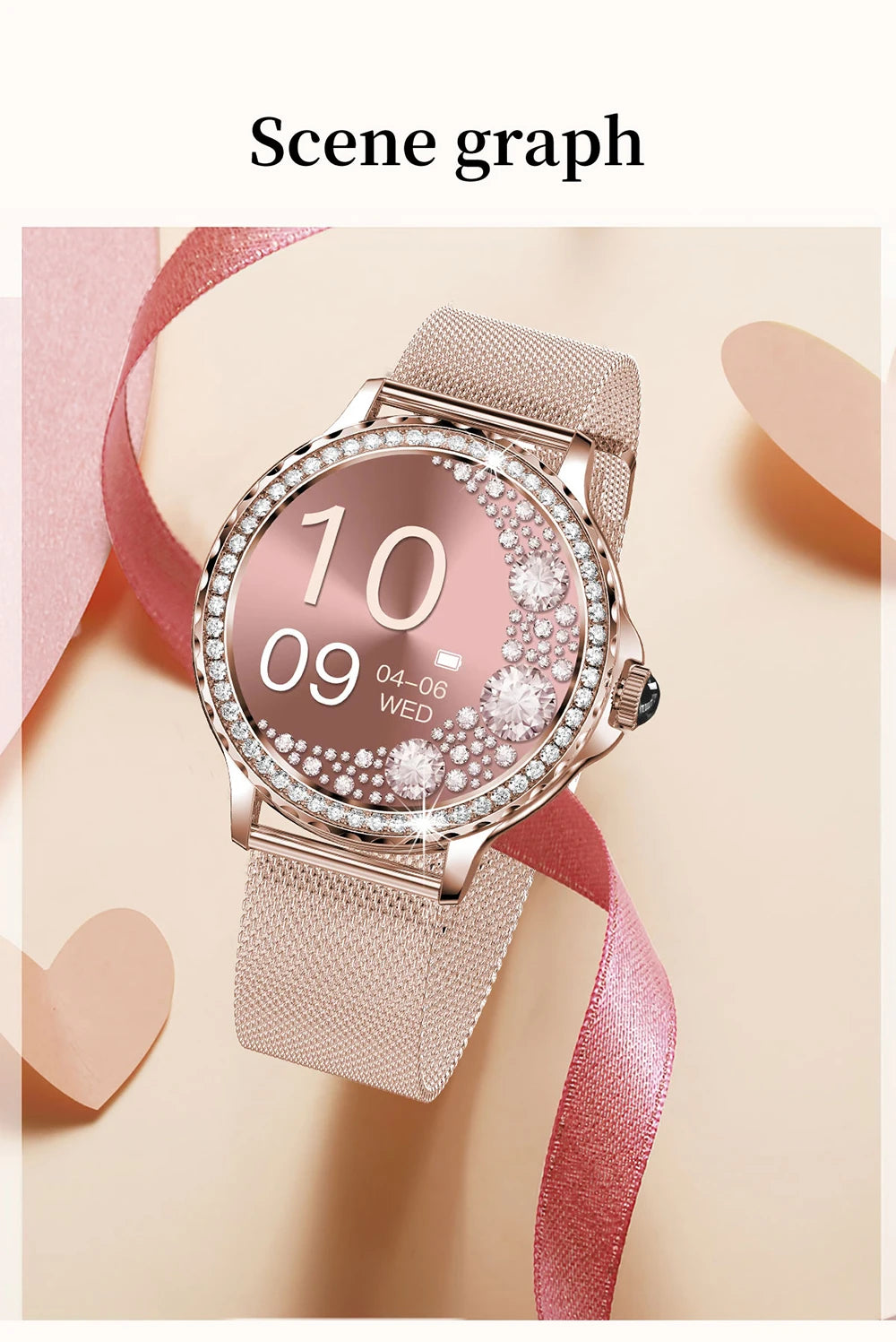 MEVADEN Rose Gold Smart Watch Bluetooth Call Lady 100+ Sports Mode Fitness Health Monitor Women Smartwatch for IOS Android NX19