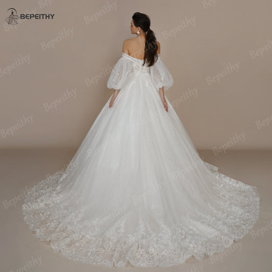 White Bridesmaid Dresses: Princess Vintage Ivory Wedding Dress For Women Strapless