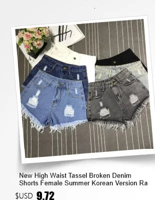 High Waist Tassel Broken Denim Shorts Women Summer Korean Version Raw Edge Wide Leg Loose Plus Size Jean Shorts Female