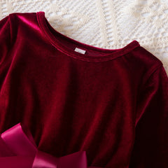 Girls Dress Autumn Winter Long Sleeve Bow Sequin Princess Dress