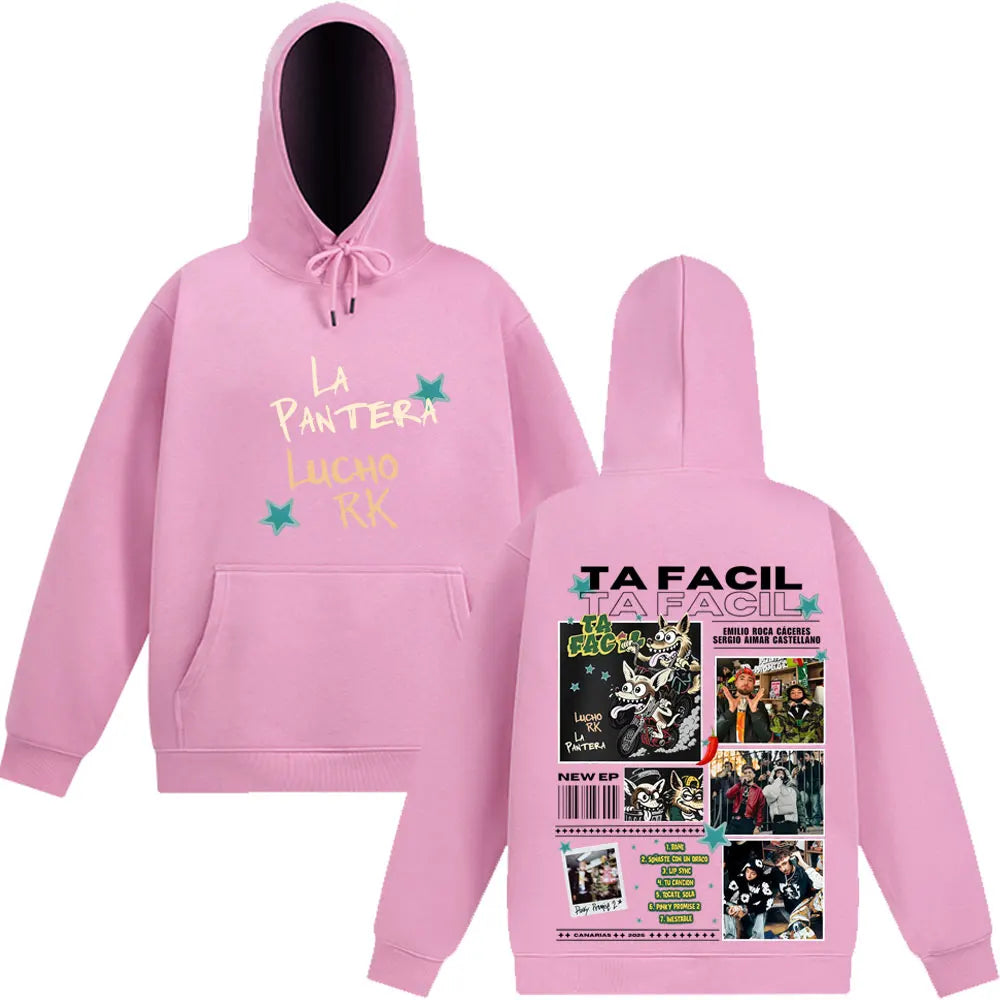 Rapper La Panter Lucho Rk Ta Facil Album 2025 Tour Fashion Print Hoodie Men Women Harajuku Hip-hop Oversized Tracksuit Fan Gifts