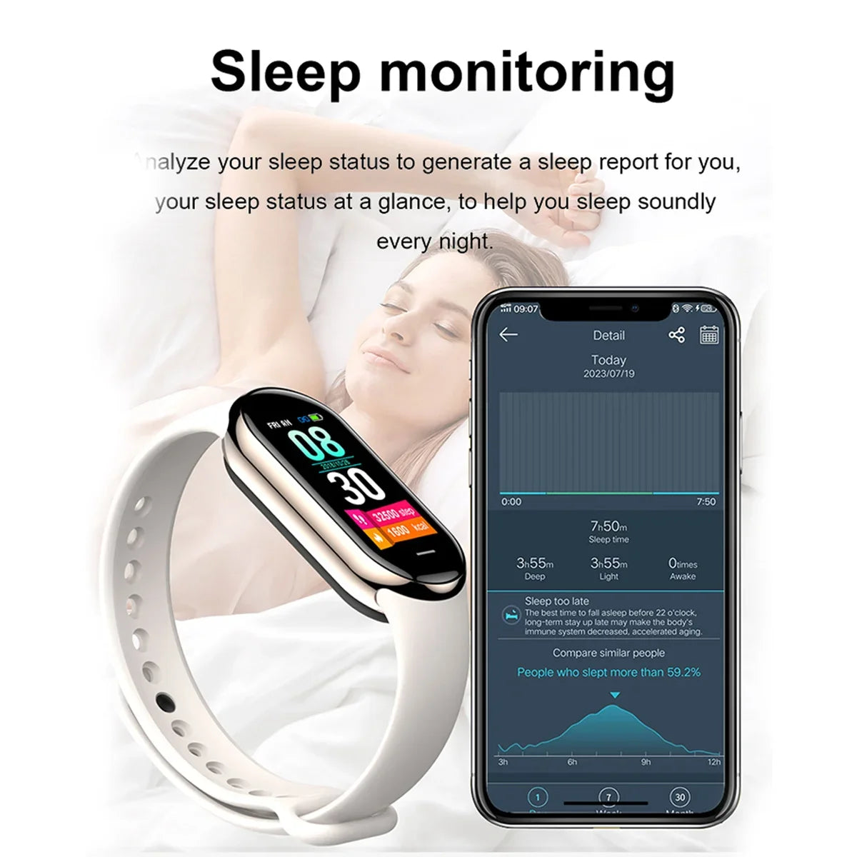 NEW M8 Band Sports Smart Watch Music Control Fitness Calorie Track Bracelet Phone Information Remind Steps Bluetooth Smart Watch