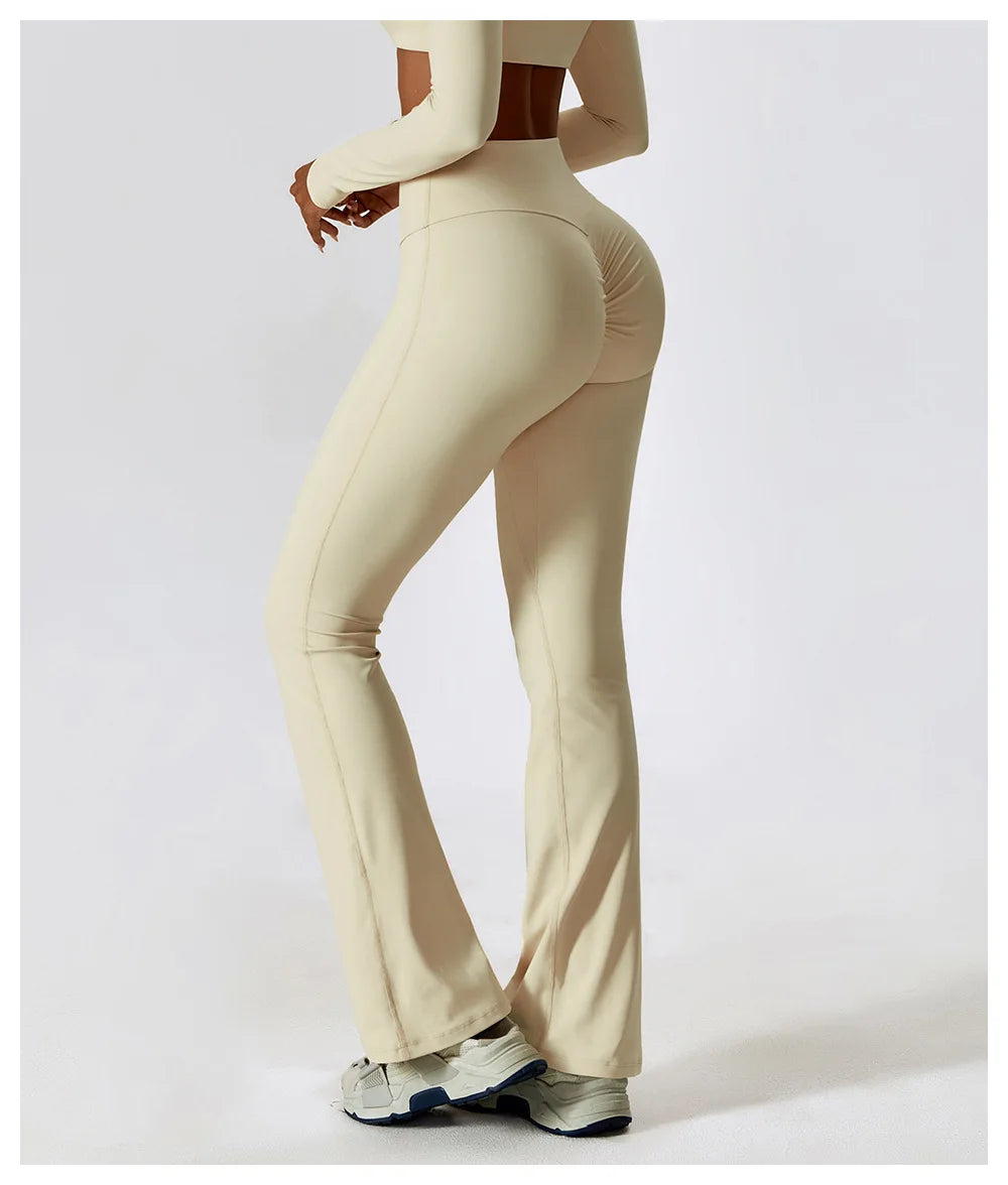 Women Wide-leg Pants Yoga Leggings Tights High Waist Leisure Flared Pants Dance