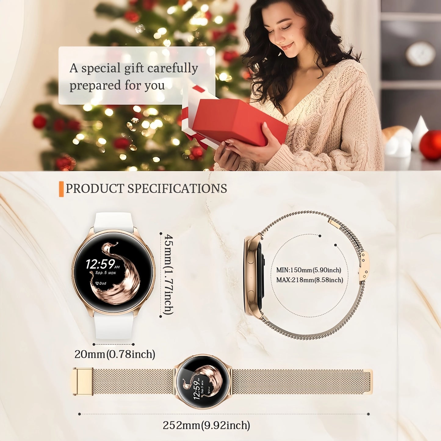 Smart Watch for Women, 1.20" Fitness Watch with HR/BP/SpO2 Monitor, Female Cycle Tracking, IP67 Waterproof, for Android & iPhone