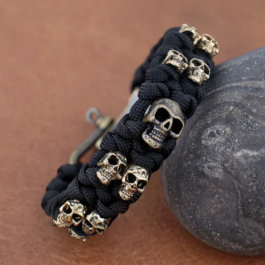 Vintage Skull Style Bracelet Jewelry Gift Outdoor Camping Paracord Survival Braided Rope Bangles Adjustable Clasp Pulsera Hombre