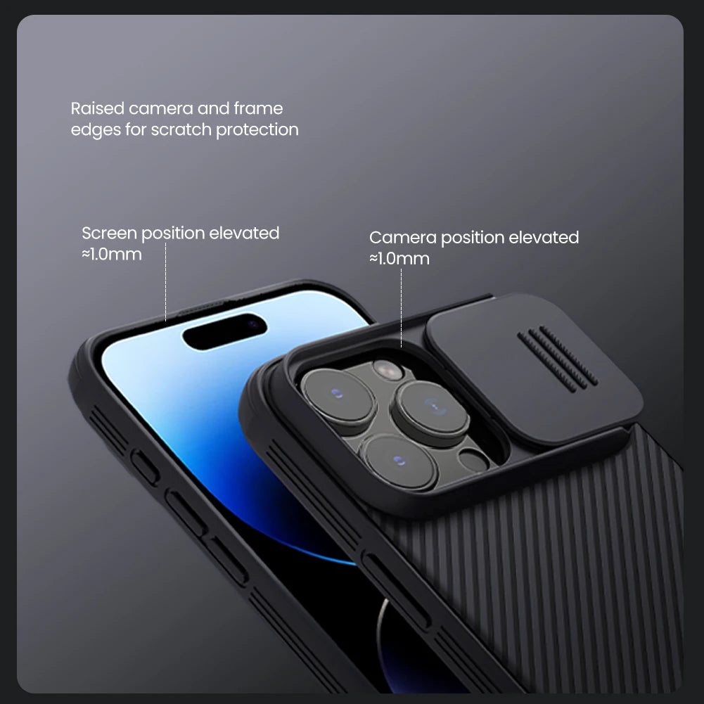 iPhone 16 Pro Max / 16 Pro Case Back Cover Slide Lens Protection Bumper Camera Protection