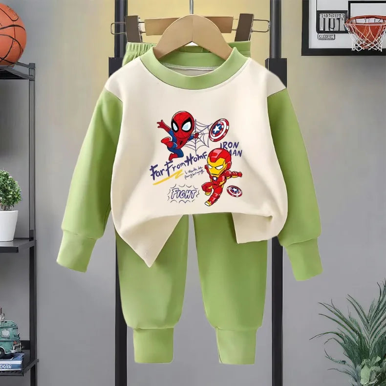 Spring Autumn Children's Clothing Sets Boys Sleepwear Clothes Kids Anime Spiderman Pajamas Set Soft Dralon Iron Man Pijamas New